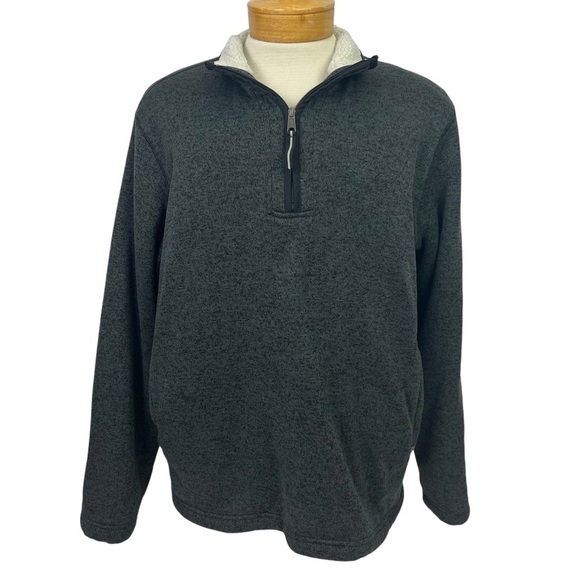 ORVIS Men’s 1/4 Zip Pullover Sherpa Lined Jacket/Sweater Sz XL Gray Pockets - Picture 1 of 12